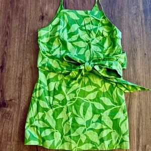 Banana Republic Factory Women's Linen-Blend Mini Dress - Green - Size 16